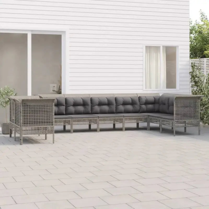 Lounge set van poly rattan op gepoedercoat staal in grijs materiaal - Tuinsets