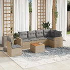 Lounge set van zwart gepoedercoat staal voor jouw tuin of terras - Beige en grijs / 3x midden + Tafel + hoek - Tuinsets