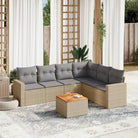 Lounge set van zwart gepoedercoat staal voor jouw tuin of terras - Beige en grijs / hoek + Tafel + 3x midden - Tuinsets