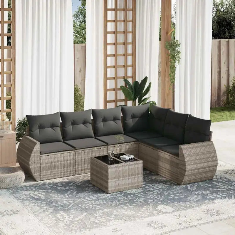 Lounge Tuinset in Beige Materiaal met Gepoedercoat Staal en Waterdichte Tas - Lichtgrijs / Met tafel - Tuinsets