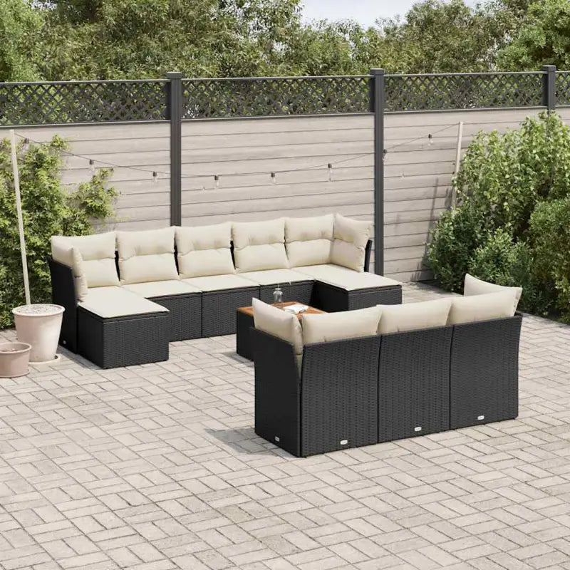 Lounge Tuinset in Beige Materiaal met Gepoedercoat Staal en Waterdichte Tas - Zwart en crème - Tuinsets