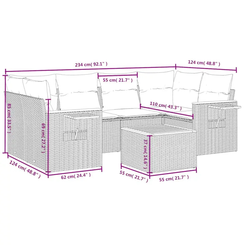 Lounge tuinset in beige materiaal met gepoedercoat staal en comfortabele afmetingen - Tuinsets