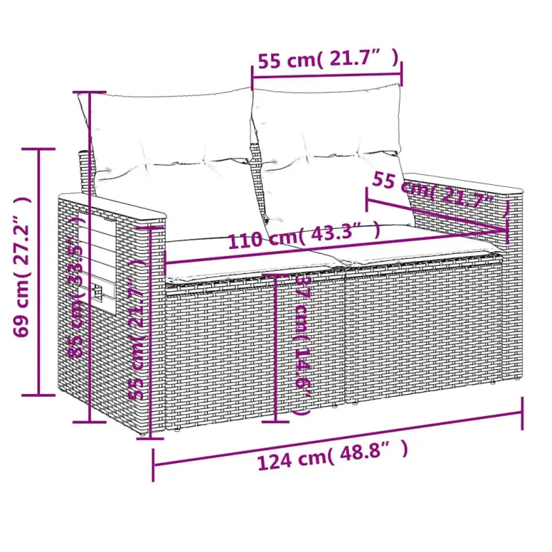 Lounge tuinset in beige materiaal met gepoedercoat staal en comfortabele afmetingen - Tuinsets