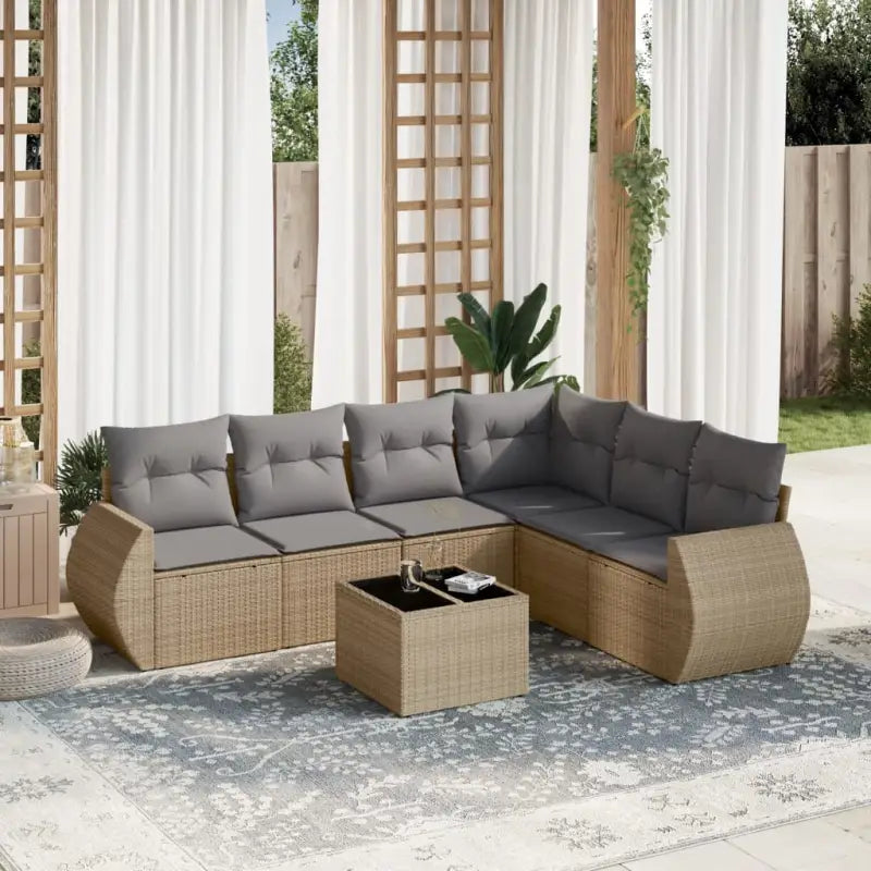 Lounge Tuinset in Beige Materiaal met Gepoedercoat Staal en Waterdichte Tas - Beige en grijs / Met tafel - Tuinsets