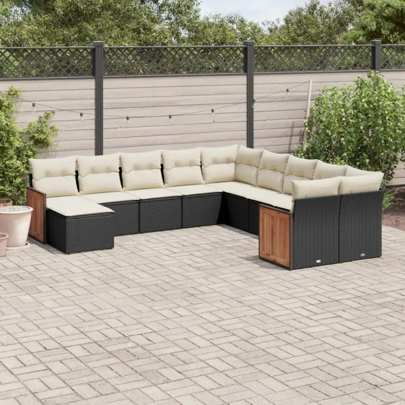 Lounge Tuinset in beige materiaal met gepoedercoat staal afmetingen - Zwart en crème / Zonder tafel - Tuinsets