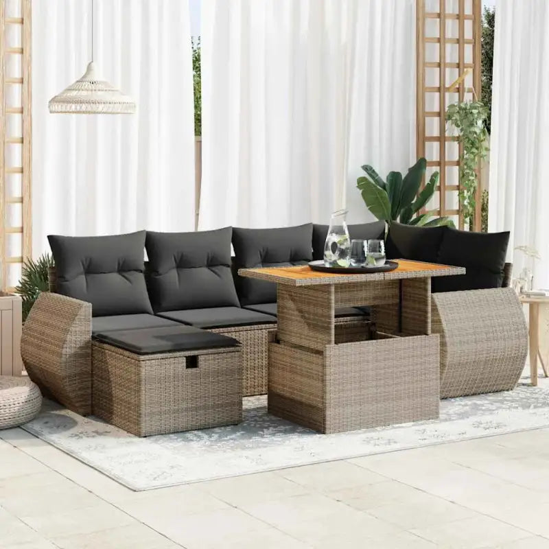 Lounge Tuinset in Beige Materiaal met Waterdichte Tas en Gepoedercoat Staal - Grijs / met opbergruimte - Tuinsets