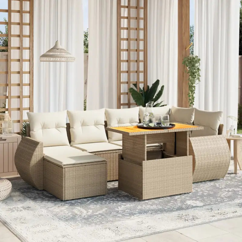 Lounge Tuinset in Beige Materiaal met Waterdichte Tas en Gepoedercoat Staal - beige en crèmekleurig / zonder