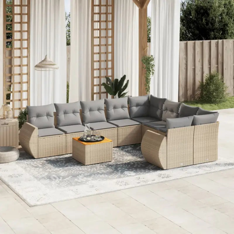 Lounge Tuinset in beige materiaal met waterdichte tas en gepoedercoat staal - Beige en grijs - Tuinsets