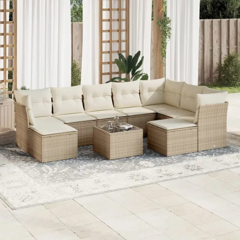 Lounge Tuinset in Beige Materiaal met Waterdichte Tas en Gepoedercoat Staal - beige en crèmekleurig / Met tafel