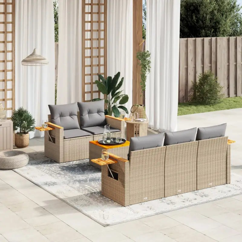 Lounge Tuinset in Beige Materiaal met Waterdichte Tas en Gepoedercoat Staal - Beige en grijs - Tuinsets