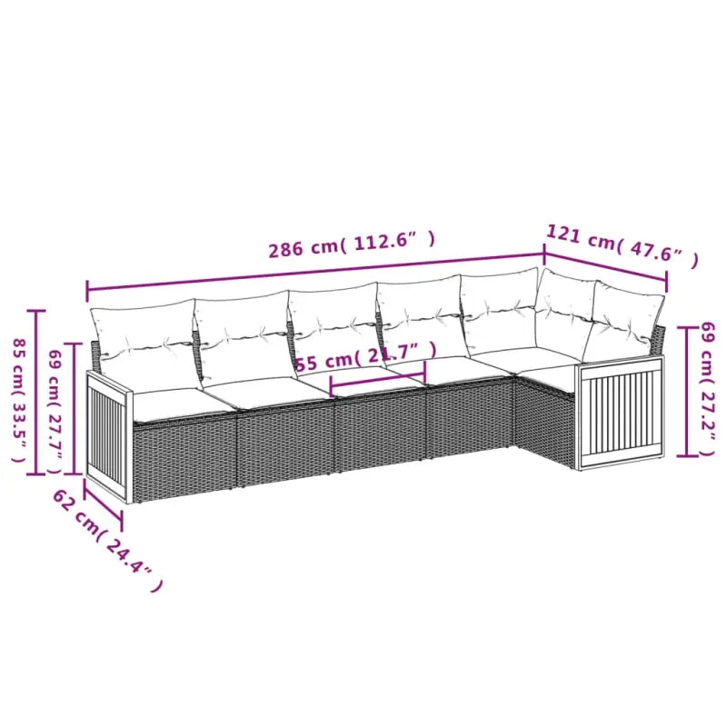 Lounge Tuinset in Beige Materiaal met Waterdichte Tas en Gepoedercoat Staal - Tuinsets
