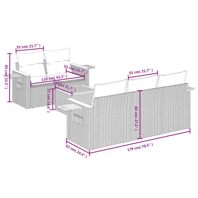 Lounge Tuinset in Beige Materiaal met Waterdichte Tas en Gepoedercoat Staal - Tuinsets