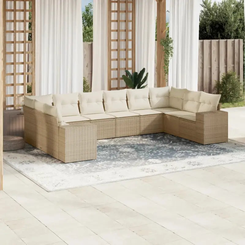 Lounge Tuinset in Beige met Gepoedercoat Staal Afmetingen - beige en crèmekleurig / Met tafel - Tuinsets