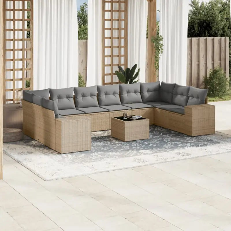 Lounge Tuinset in Beige met Gepoedercoat Staal Afmetingen - Beige en grijs / Zonder tafel - Tuinsets