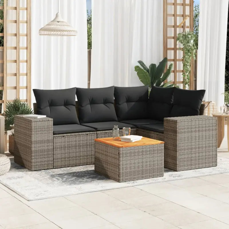 Lounge Tuinset in Beige met Waterdichte Tas en Gepoedercoated Staal - Grijs - Tuinsets