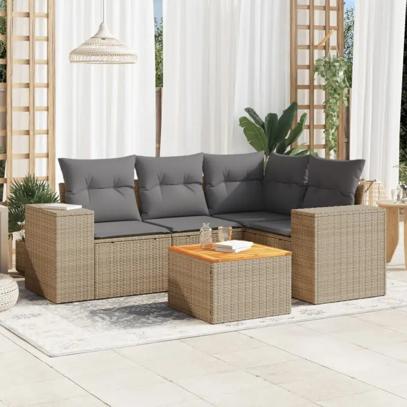 Lounge Tuinset in Beige met Waterdichte Tas en Gepoedercoated Staal - Beige en grijs - Tuinsets