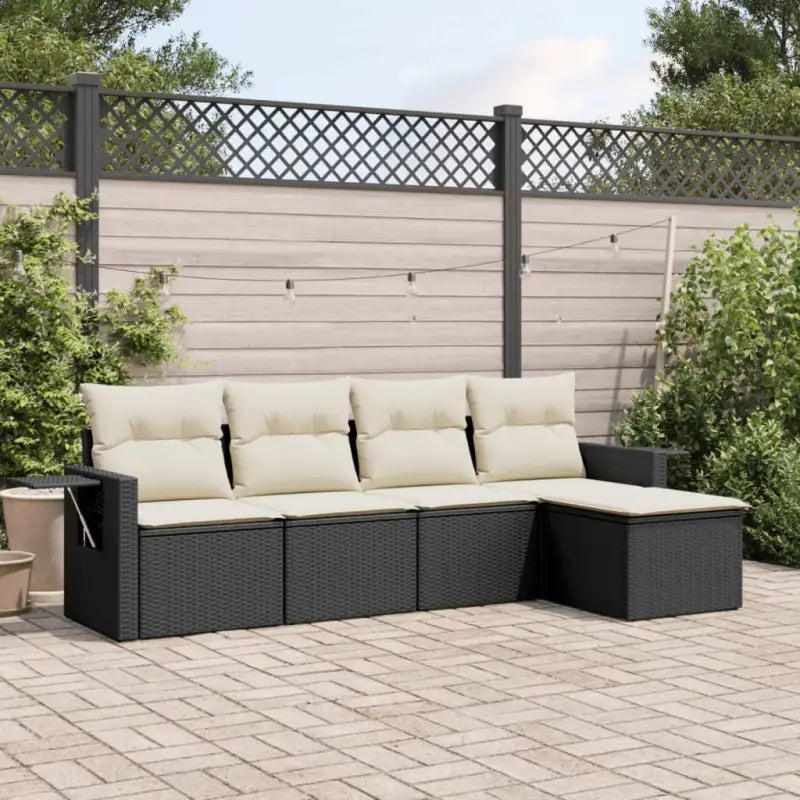 Lounge Tuinset in Beige van Gepoedercoat Staal met Afmetingen - Zwart en crème / Zonder tafel - Tuinsets