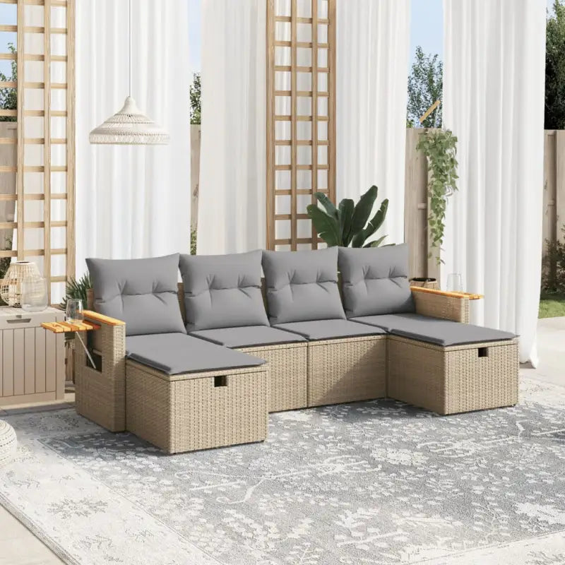 Lounge Tuinset in Gemengd Beige met Gepoedercoat Staal Afmetingen - Gemengd beige / zonder opbergruimte - Tuinsets