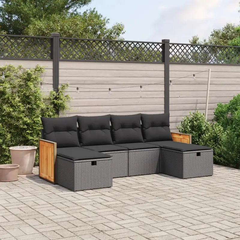 Lounge tuinset in gemengd beige met gepoedercoat staal en afmetingen - Zwart / zonder opbergruimte - Tuinsets