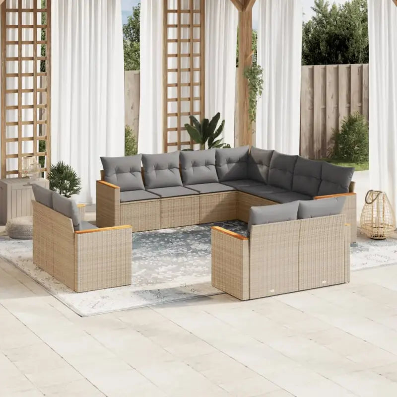 Lounge-tuinset in gemengd beige met gepoedercoat staal en afmetingen - Gemengd beige / Zonder tafel - Tuinsets