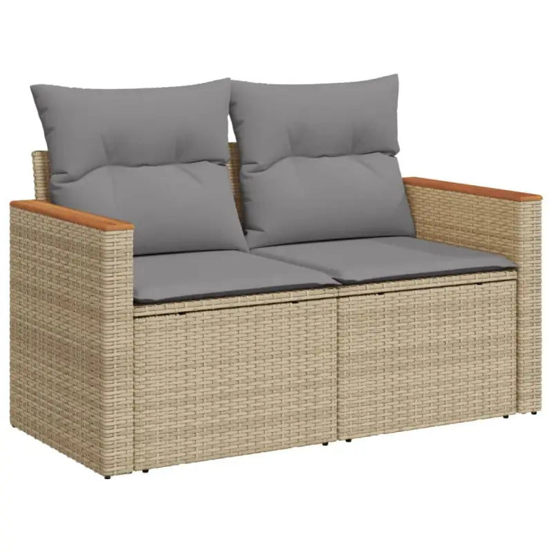 Lounge-tuinset in gemengd beige met gepoedercoat staal en afmetingen - Tuinsets