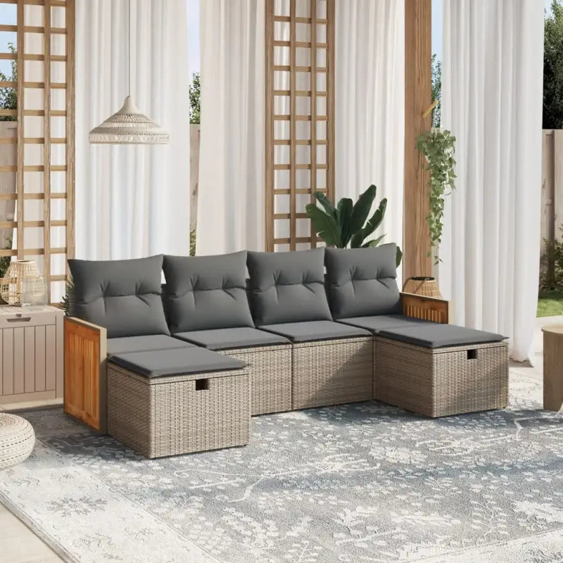 Lounge tuinset in gemengd beige met gepoedercoat staal en afmetingen - Grijs / zonder opbergruimte - Tuinsets