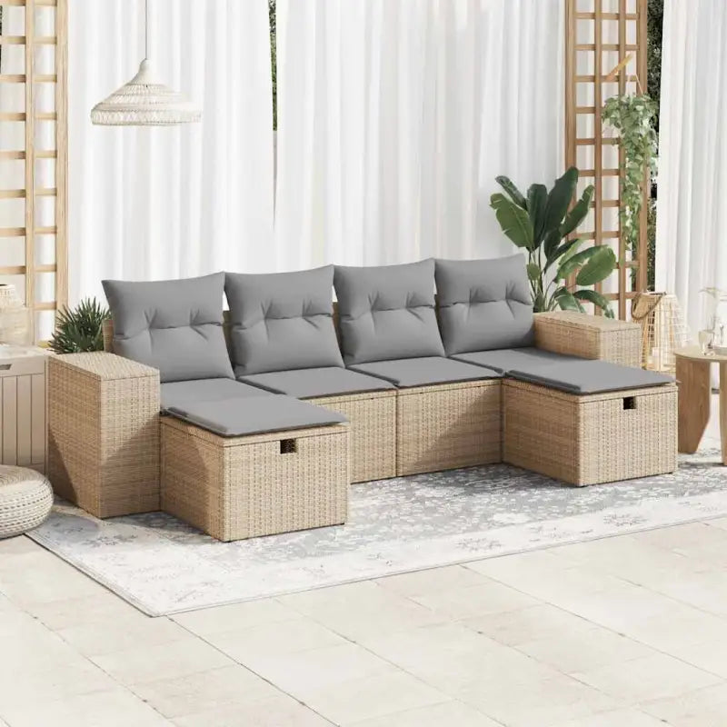 Lounge Tuinset in Gemengd Beige met Gepoedercoat Staal - Beige en grijs / met opbergruimte - Tuinsets