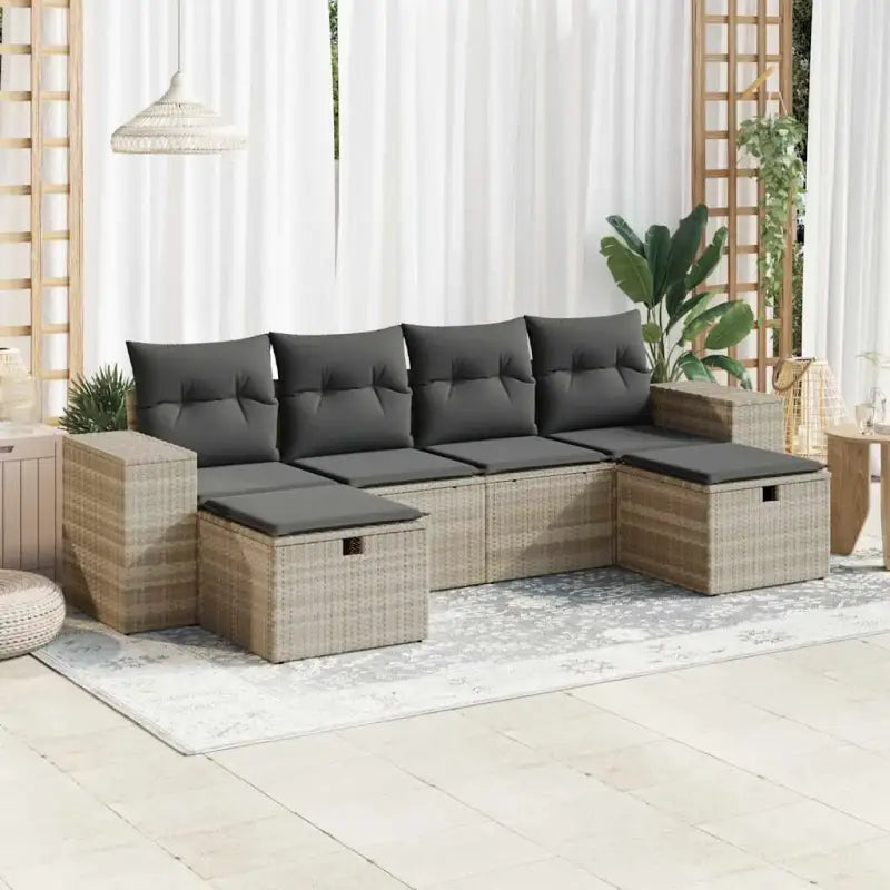Lounge Tuinset in Gemengd Beige met Gepoedercoat Staal - Lichtgrijs / met opbergruimte - Tuinsets