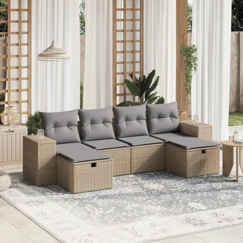Lounge Tuinset in Gemengd Beige met Gepoedercoat Staal - Tuinsets