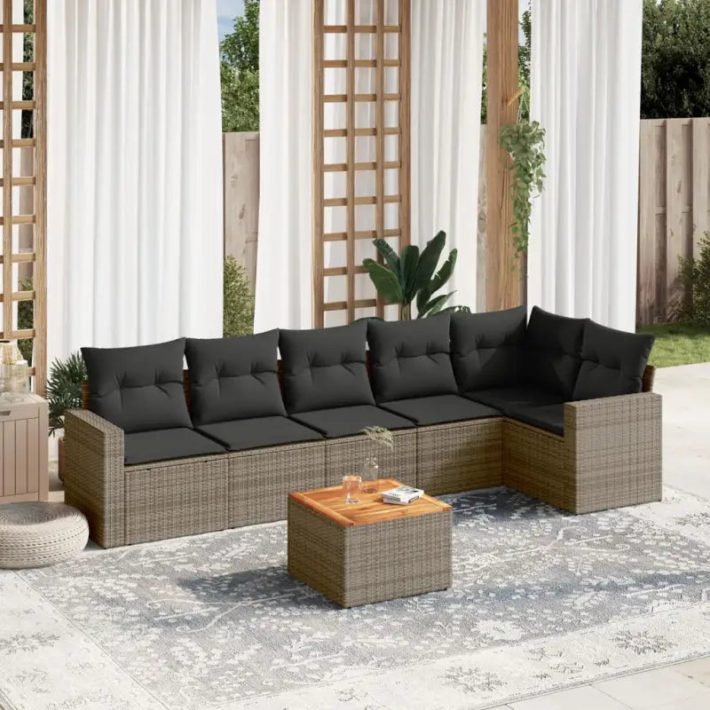 Lounge tuinset in gemengd beige met waterdichte tas voor buitengebruik - grijs en donkergrijs / hoek + 3x midden