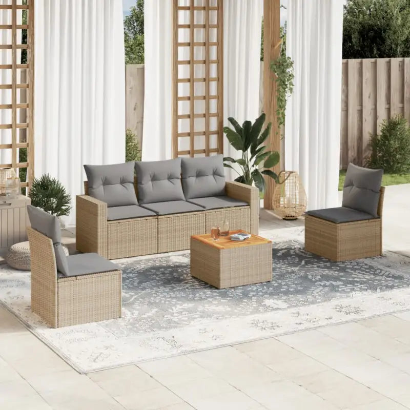 Lounge tuinset in gemengd beige met waterdichte tas voor buitengebruik - Tuinsets