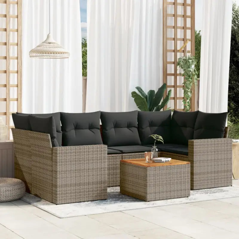 Lounge tuinset in gemengd beige voor buiten genieten - grijs en donkergrijs - Tuinsets