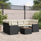 Lounge tuinset in gemengd beige voor buiten genieten - Zwart en crème - Tuinsets