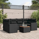 Lounge tuinset in gemengd beige voor buiten genieten - Zwart - Tuinsets