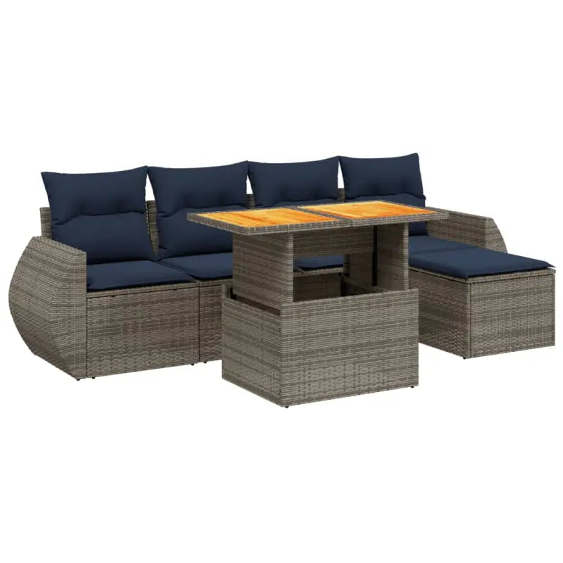 Lounge tuinset in grijs materiaal met gepoedercoat staal en afmetingen - Grijs / 2x midden + 2x hoek + voetensteun