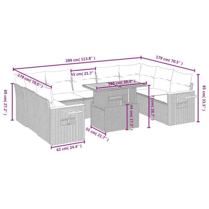 Lounge tuinset in grijs materiaal met gepoedercoat staal en comfortabele afmetingen - Tuinsets