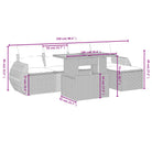 Lounge tuinset in grijs materiaal met gepoedercoat staal en afmetingen - Grijs / 2x midden + 2x hoek + voetensteun