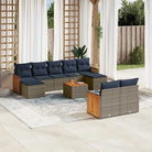 Lounge Tuinset in grijs materiaal met gepoedercoat staal afmetingen - Grijs en blauw / Met tafel - Tuinsets