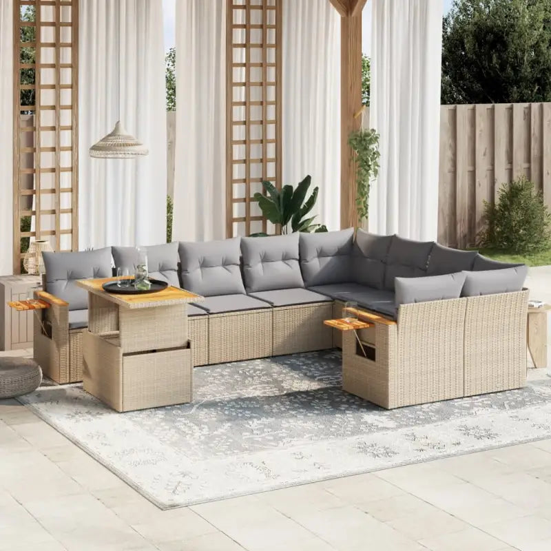 Lounge Tuinset in Grijs Materiaal met Gepoedercoat Staal - Beige en grijs - Tuinsets