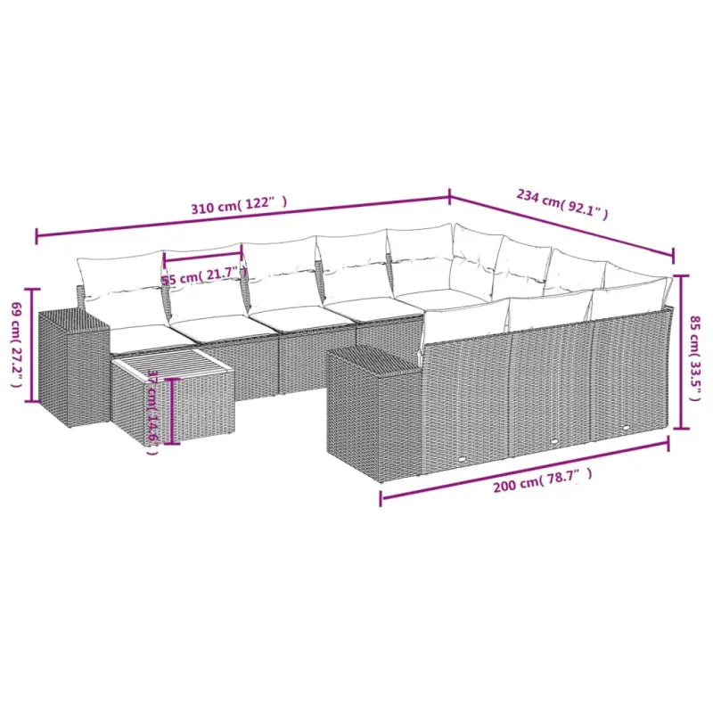 Lounge tuinset in grijs materiaal met gepoedercoat staal en perfecte afmetingen - Tuinsets