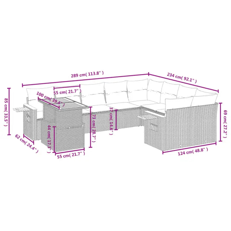 Lounge Tuinset in Grijs Materiaal met Gepoedercoat Staal - Tuinsets