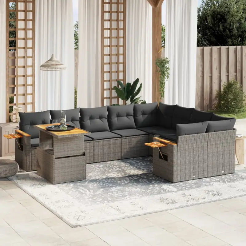 Lounge Tuinset in Grijs Materiaal met Gepoedercoat Staal - Grijs - Tuinsets