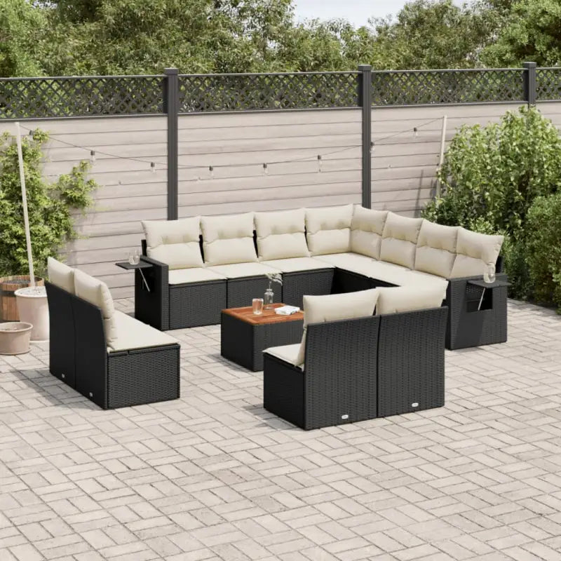 Lounge tuinset in grijs materiaal met gepoedercoat staalafmetingen - Zwart en crème - Tuinsets