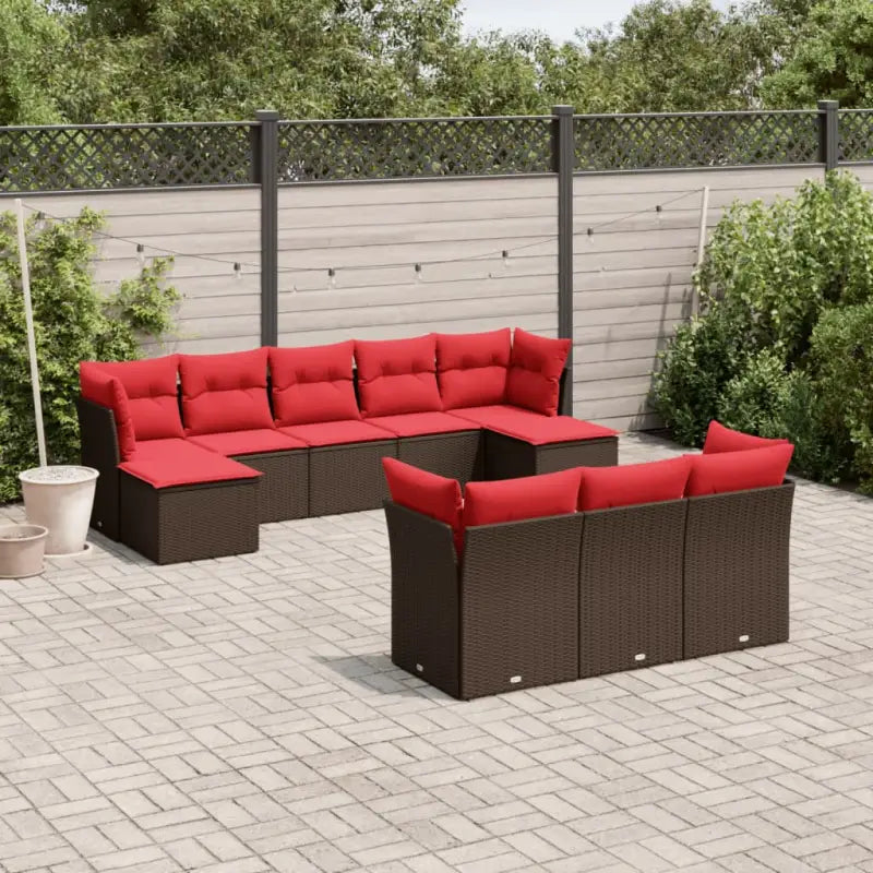 Lounge tuinset in grijs materiaal met waterdichte tas en gepoedercoat staal - Bruin en rood / Zonder tafel - Tuinsets