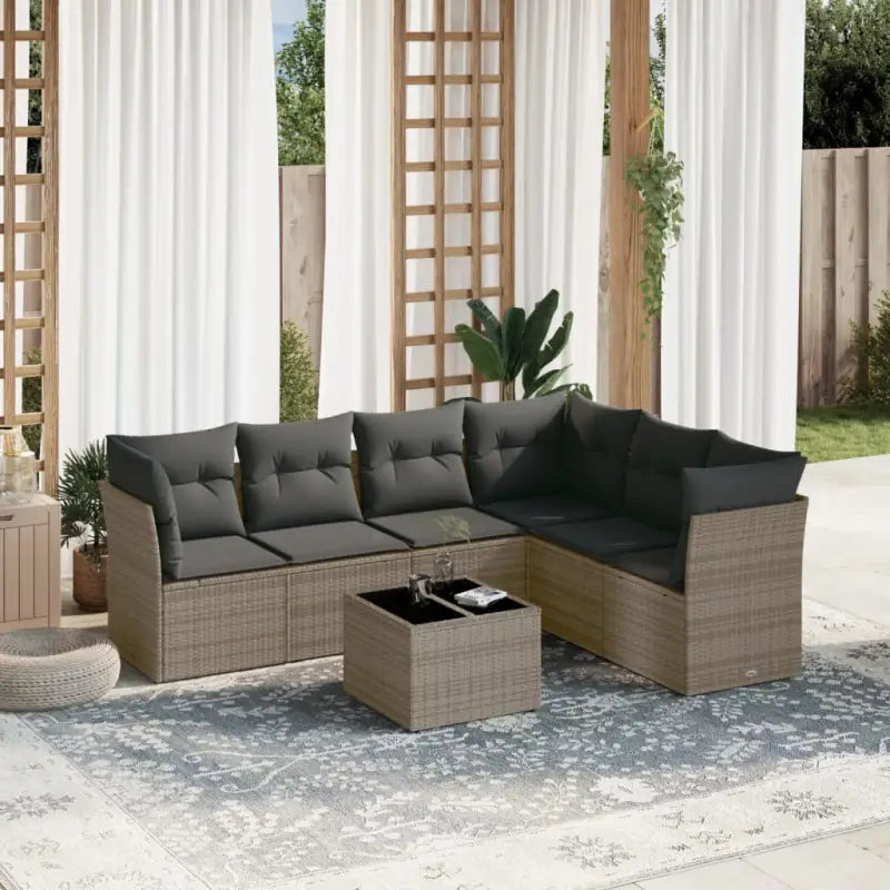 Lounge Tuinset in Grijs Materiaal met Waterdichte Tas en Gepoedercoat Staal - Grijs / Met tafel - Tuinsets