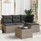 Lounge Tuinset in Grijs Materiaal met Waterdichte Tas en Gepoedercoat Staal - Grijs / Met tafel - Tuinsets
