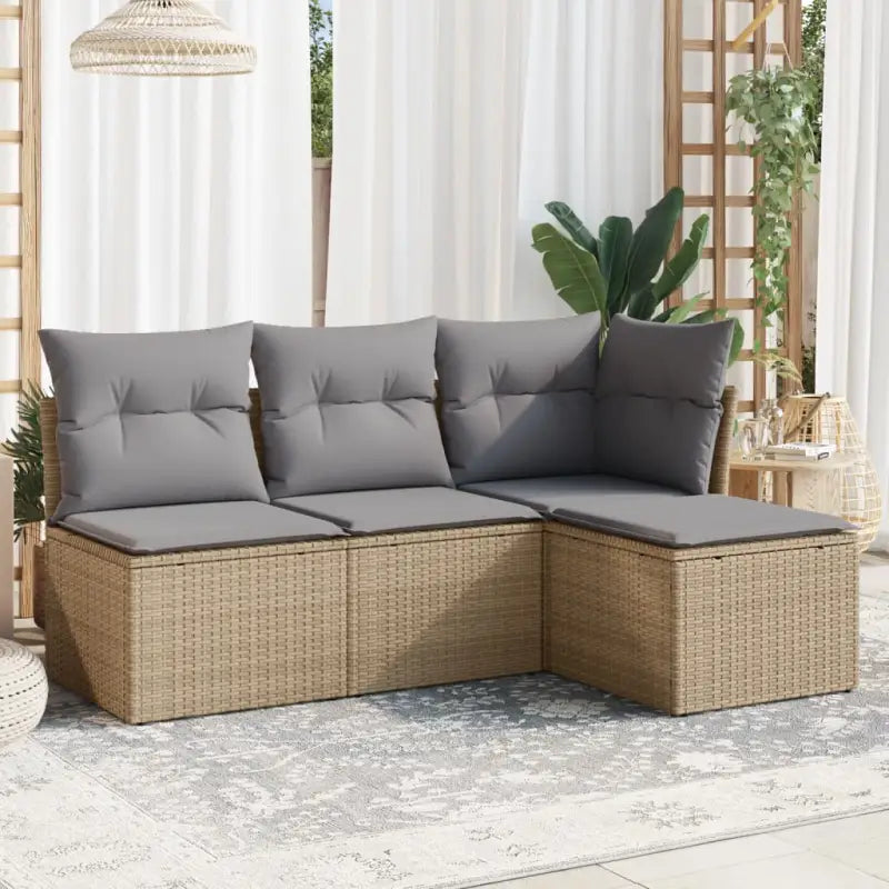 Lounge Tuinset in Grijs Materiaal met Waterdichte Tas en Gepoedercoat Staal - Beige en grijs / Zonder tafel - Tuinsets