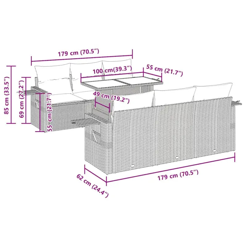 Lounge Tuinset in Grijs Materiaal met Waterdichte Tas en Gepoedercoat Staal - Grijs - Tuinsets