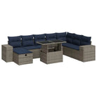 Lounge Tuinset in Grijs Materiaal met Waterdichte Tas en Gepoedercoat Staal - Grijs / met opbergruimte - Tuinsets