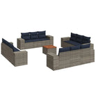 Lounge Tuinset in Grijs Materiaal met Waterdichte Tas en Gepoedercoat Staal - grijs en marineblauw - Tuinsets